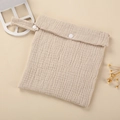 Creamy beige muslin cotton diaper organizer bag with soft texture for strollers - Khaki