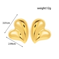 Minimalist gold heart-shaped stud earrings featuring a polished metallic finish - Gold Heart Stud Earrings Style (ER-1447)