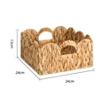 Panier de rangement carré en jonc de mer avec bord ondulé et poignées, 24x24x13cm - Petit Festonné 24cm