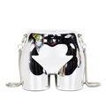 Futuristic silver torso shaped acrylic crossbody bag with slender snake chain strap - Silver