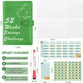 Green PU leather A5 binder kit for 52-week savings challenge with zip pockets - Dark Green