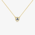 Elegant gold S925 silver necklace featuring a round pendant with blue and white gems - 18K Gold (Necklace - Blue Stone)