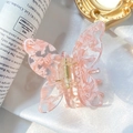 Pink marble texture acetate hair claw clip with bow shape on white silk background - Butterfly Shape / Pink Marble Pattern
