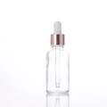 50ml; Rose Gold Ring + White Rubber Dropper + Clear Bottle; Glass