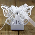 Elegante scatola regalo a farfalla bianca intagliata al laser con nastro in organza - Bianco