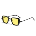 Retro square frame sunglasses in matte black with vibrant yellow lenses for men - C17-Black Frame Yellow Lens