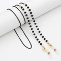 Exquisite black beaded eyewear chain with gold lobster clasps and silicone loops - Black Crystal Beaded