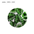 Set di 10 piatti di carta Hawaii da 23cm con foglie tropicali per feste estive a tema - Foglie delle Hawaii / Piatto da 9 pollici