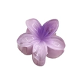 Semi-transparent purple flower hair claw clip with 4cm glitter resin petal design - Frangipani Hair Clip / Purple
