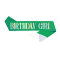 Sparkly green glitter Birthday Girl party sash with laser lettering and safety pin - Holographic Green Birthday Girl