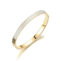 Elegante bracciale rigido placcato oro 24K con tre file di cristalli e chiusura a cerniera - Oro