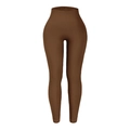 Leggings de yoga côtelés marron foncé à taille haute avec design minceur sans couture - Café Clair