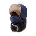 Colbacco invernale blu navy con fodera in ecopelliccia e protezione per il collo - Blu scuro