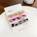 Three-piece acetate hair clip set in peach pink, violet, and grey marble patterns - Style E / 3pcs