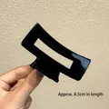 Minimalistische schwarze rechteckige Haarklammer mit Glanz-Finish, 8,5 cm Länge - Glänzend Schwarz Rechteckig 8,5cm