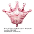 Detail of a rose gold crown foil balloon with glitter accents, size 76x75cm for parties - Medium Crown-Rose Gold Balloon