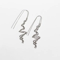 Silver spiral abstract metal drop earrings with a modern minimalist aesthetic - White Gold