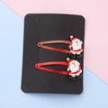 Pair of red glitter BB hair clips with Santa Claus resin charms for Christmas party - Santa Claus Type 1