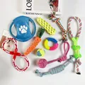 10-piece durable dog chew toy set featuring cotton ropes and a rubber teething ring - 10-Piece Set 630g
