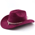 Detail of burgundy wool fedora featuring colorful woven band and natural shell pendant - M (56-58cm) / Burgundy