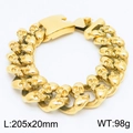 Bracciale punk teschio in acciaio inossidabile dorato con maglie pesanti e chiusura - 205mm x 20mm / Oro (KB163667-JX)