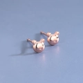 Minimalist s925 silver bear stud earrings in rose gold finish with polished surface - Bear / Rose Gold
