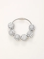 Sporty keychain with white volleyball beads on a durable metal wire ring for bags - Volleyball - Metal Wire Style