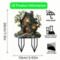 Waterproof fairy tree house acrylic garden stake with glowing window design 20x10cm - No.9 (0.2cm Thickness)