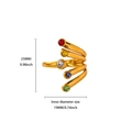 Dettaglio dell'anello in cristallo multicolore placcato oro 18K con dimensioni - Stile a Spirale con 5 Pietre
