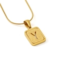 18K gold snake chain necklace with rectangle matte finish hollow letter Y pendant - Letter Y