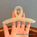Large 12.5cm cream white shark hair clip in a twisted knot design for thick hair - Crisscross Jelly White - Approx 13cm