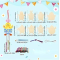 Easter DIY wind chime kit with 24 metal tubes and unpainted wooden rabbit shapes - 8Pcs Chick DIY Kit