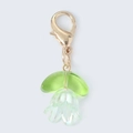 Iridescent green lily of the valley flower keychain with a gold lobster clasp pendant - Green Double Leaf-Green Lily of the Valley