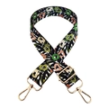 Close-up of adjustable strap with green floral pattern and gold metal swivel clasps - Abstract Green Flower (219)