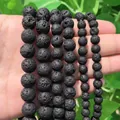 Natural black lava stone beads for DIY jewelry making in various sizes from 6mm to 14mm - 4mm (Approx 90pcs) / Lava Stone