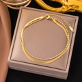 Gold Double Layer Snake & Bead Chain Bracelet