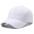 Minimalist white cotton twill baseball cap with six-panel structure and curved brim - White