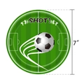 7-inch football field theme paper plate for sports birthday parties with 'SHOT!' design - 7 Inch Plates / 16 Pieces Pack