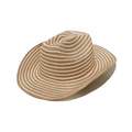 Detailed weave texture of striped paper straw cowboy hat with wide brim design - M (56-58cm) / Camel
