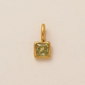 Square yellow zircon pendant in a gold-plated setting for DIY necklace jewelry - August Birthstone Pendant / Gold