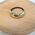Elastic black hair tie with premium polished gold metal cuff for ponytail styling - Single Ring Hair Tie (1.5*5.1cm) / Gold
