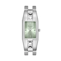 Orologio al quarzo da donna quadrato con quadrante verde e cinturino in metallo argento - Argento Verde