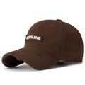Vintage brown baseball cap with Sunshine embroidery and distressed brim details - Dark Coffee