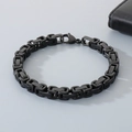 Pulsera bizantina de hombre en acero de titanio negro mate con cierre de mosquetón resistente - 4mm / Negro / 16cm