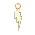 Golden lightning bolt charm with cream enamel inlay and open jump ring for DIY jewelry - Enamel Lightning-Light Green