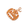 Dettaglio del ciondolo a zucca placcato oro 18K con cristalli arancioni per gioielli fai-da-te - Zucca in Zirconia Arancione Oro Rosa