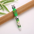 Penna a sfera multicolore 10-in-1 panda verde con simpatica figura di panda 3D in cima - Panda con Bambù