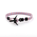 Fashionable men's red white blue paracord bracelet with black airplane charm - Black Airplane Buckle / Red White Blue Mixed
