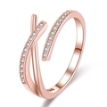 Elegant rose gold S925 sterling silver ring with sparkling crystal pave crossover band - Crisscross Pave / Rose Gold-J287
