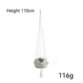 Detail view of 110cm handmade cotton macrame plant hanger with rustic tassels and knots - Beige Cotton 110*22cm